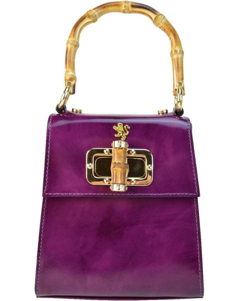 Pratesi Leather Bag for Women Castalia R298/22 in cow leather - Radica Violet Made in Italy $108.81 Handbags