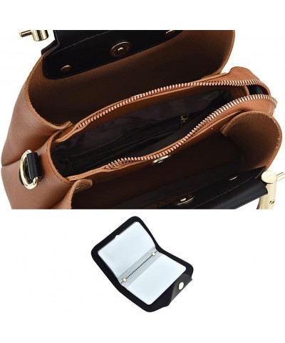 Women Handbag PU Leather Top Handle Handbag Shoulder Bag Messenger Bag Clutch Wallet Card Holder 3 Pcs Set Brown $19.67 Shoul...