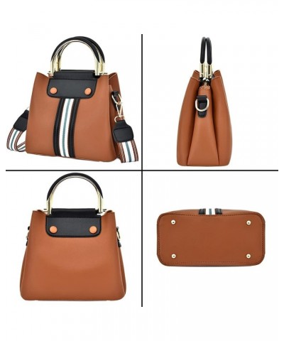 Women Handbag PU Leather Top Handle Handbag Shoulder Bag Messenger Bag Clutch Wallet Card Holder 3 Pcs Set Brown $19.67 Shoul...