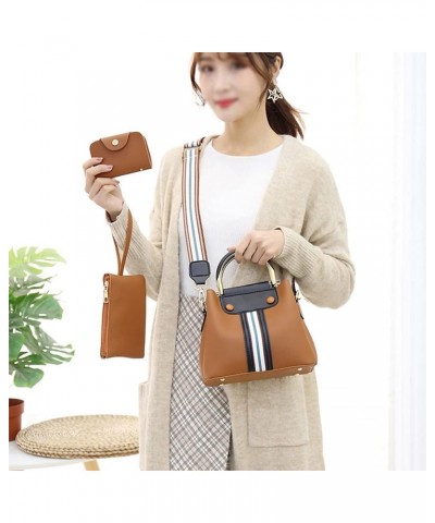 Women Handbag PU Leather Top Handle Handbag Shoulder Bag Messenger Bag Clutch Wallet Card Holder 3 Pcs Set Brown $19.67 Shoul...