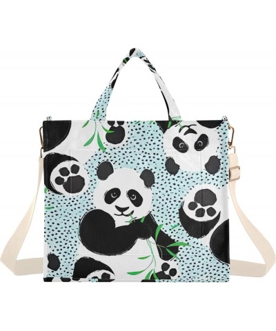 Black White Cute Pandas Women Shoulder Handbag Reusable Grocery Tote Teacher Bride Friend Tote Crossbody Handbag Panda Eucaly...