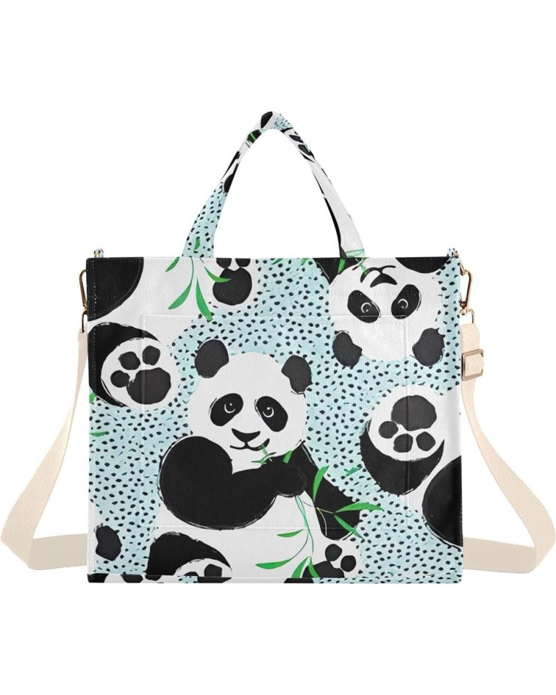 Black White Cute Pandas Women Shoulder Handbag Reusable Grocery Tote Teacher Bride Friend Tote Crossbody Handbag Panda Eucaly...