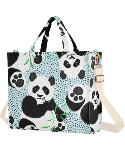 Black White Cute Pandas Women Shoulder Handbag Reusable Grocery Tote Teacher Bride Friend Tote Crossbody Handbag Panda Eucaly...