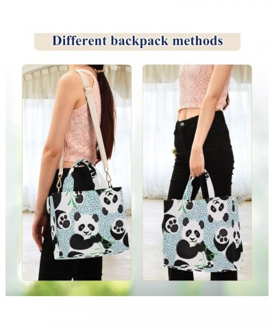 Black White Cute Pandas Women Shoulder Handbag Reusable Grocery Tote Teacher Bride Friend Tote Crossbody Handbag Panda Eucaly...