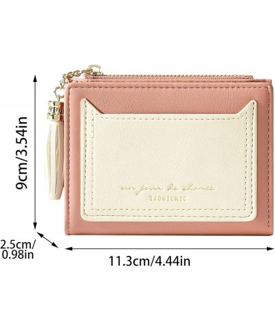 Ladies Letter Print Zipper Wallet Short Two Fold Multi Card Wallet Anime Wallets for Women (Black, One Size) Pink One Size $1...