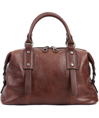 Women Genuine Leather Shoulder Bag Handbag Purse Satchel for Women Top Handle Tote Travel Bag Retro Medium Coffee $44.27 Totes