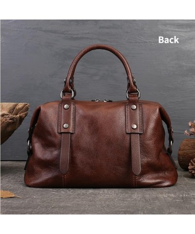 Women Genuine Leather Shoulder Bag Handbag Purse Satchel for Women Top Handle Tote Travel Bag Retro Medium Coffee $44.27 Totes