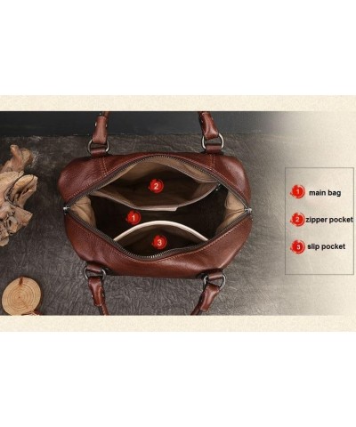 Women Genuine Leather Shoulder Bag Handbag Purse Satchel for Women Top Handle Tote Travel Bag Retro Medium Coffee $44.27 Totes