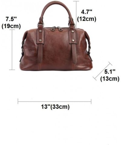 Women Genuine Leather Shoulder Bag Handbag Purse Satchel for Women Top Handle Tote Travel Bag Retro Medium Coffee $44.27 Totes