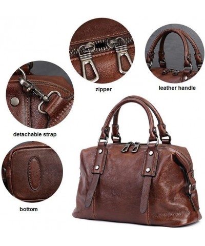 Women Genuine Leather Shoulder Bag Handbag Purse Satchel for Women Top Handle Tote Travel Bag Retro Medium Coffee $44.27 Totes