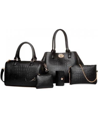 Custom PU Leather Tote Bag Set Designer Handbags Shoulder Bag Clutch Purse Black $77.00 Handbags