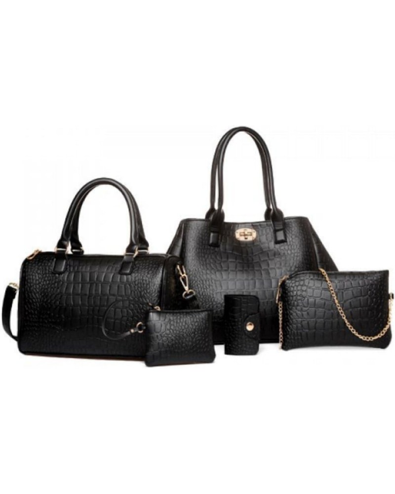 Custom PU Leather Tote Bag Set Designer Handbags Shoulder Bag Clutch Purse Black $77.00 Handbags