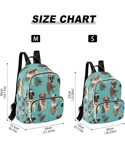 Pug Dog Guitar Blue Women Backpack Purse Ladies Fashion Shoulder Bag Daypack Travel Bag 7.5L Medium $17.66 Backpacks