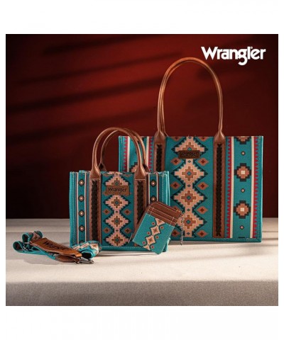 Wrangler Tote Bag for Women Aztec Top Handle Satchel Purse Boho Shoulder Handbags Angel Diamond Dark Tealblue 3pcs $40.49 Totes