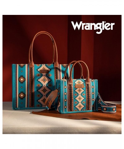 Wrangler Tote Bag for Women Aztec Top Handle Satchel Purse Boho Shoulder Handbags Angel Diamond Dark Tealblue 3pcs $40.49 Totes