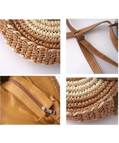 Women Straw Beach Bags Round Summer Shoulder Tote Bag Handwoven Rattan Crossbody Satchel Handbags Purse Beige $36.47 Totes