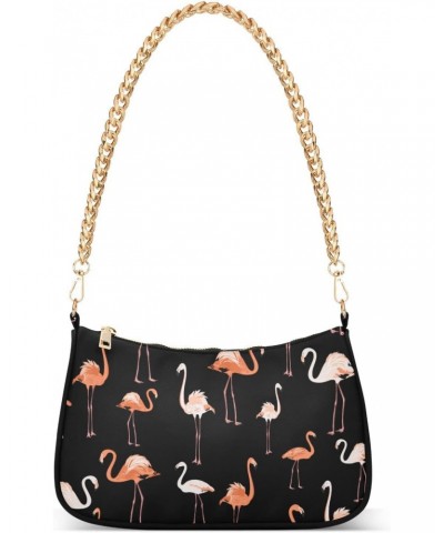 Pink Exotic Flamingo Birds Shoulder Bags for Women Small Handbags Mini Clutch Purse $16.19 Shoulder Bags