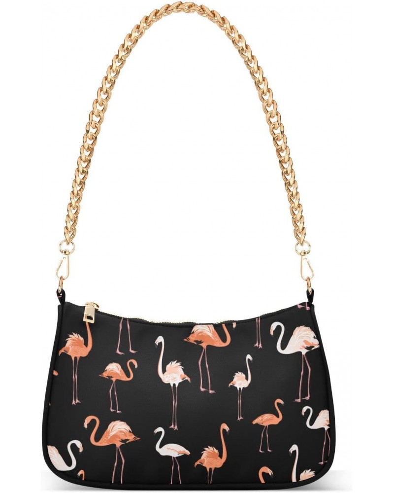 Pink Exotic Flamingo Birds Shoulder Bags for Women Small Handbags Mini Clutch Purse $16.19 Shoulder Bags