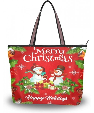 Halloween Tote Bag with Pockets,Tote Purse Pumpkin Tote Bag Snowman 1 $16.09 Totes