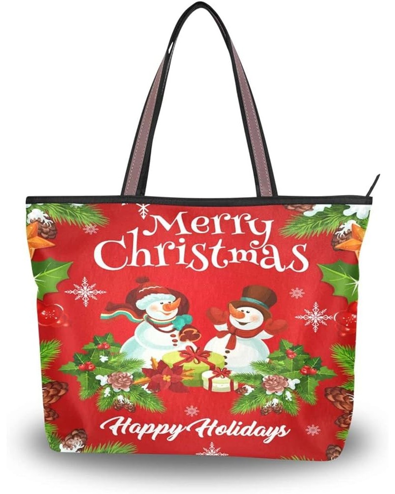 Halloween Tote Bag with Pockets,Tote Purse Pumpkin Tote Bag Snowman 1 $16.09 Totes