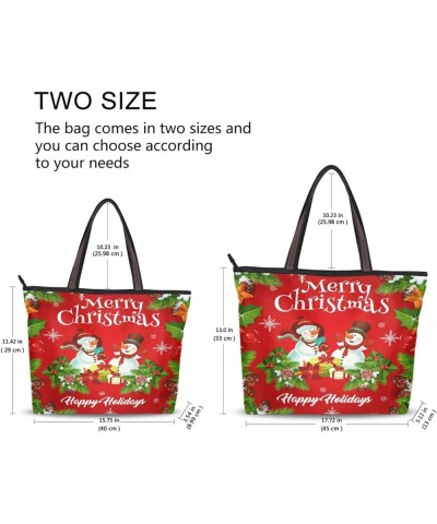 Halloween Tote Bag with Pockets,Tote Purse Pumpkin Tote Bag Snowman 1 $16.09 Totes