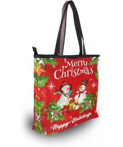 Halloween Tote Bag with Pockets,Tote Purse Pumpkin Tote Bag Snowman 1 $16.09 Totes