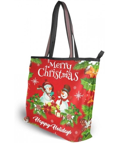 Halloween Tote Bag with Pockets,Tote Purse Pumpkin Tote Bag Snowman 1 $16.09 Totes