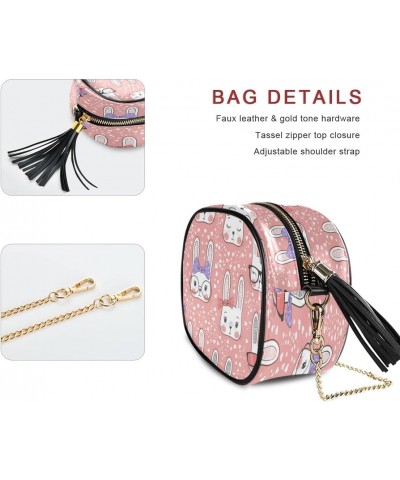 Pink Heart Bunny Love PU Leather Small Women Crossbody Shoulder Bag Purse Wallet with Adjustable Chain Strap $14.39 Shoulder ...