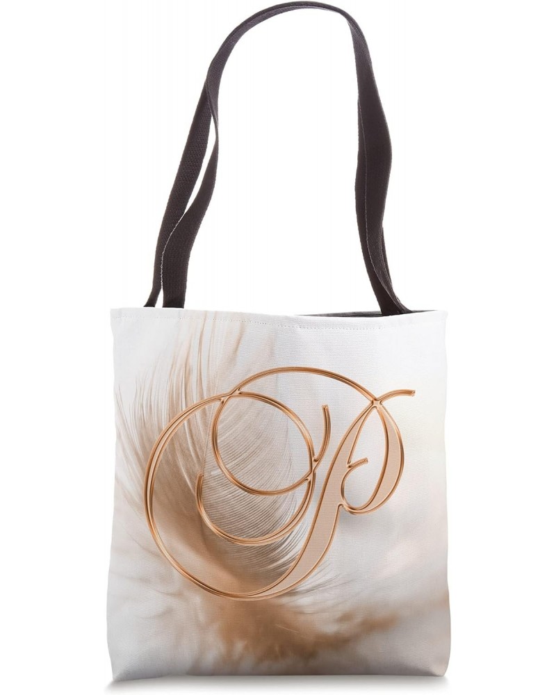 P Orange Feather Bird Animal Nature Initial Letter Name Art Tote Bag $11.14 Totes