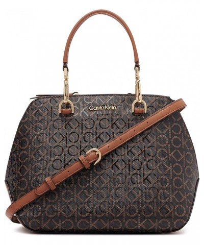 Lucy Triple Compartment Satchel Brown/Khaki/Caramel Embossed $45.38 Satchels