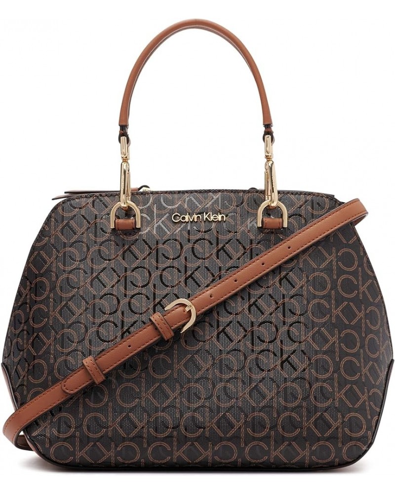 Lucy Triple Compartment Satchel Brown/Khaki/Caramel Embossed $45.38 Satchels