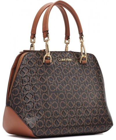 Lucy Triple Compartment Satchel Brown/Khaki/Caramel Embossed $45.38 Satchels