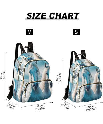 Small Fashion Backpack for Women Four White Horses Print Ladies Travel Daypack Aesthetic Shoulder Bag 11.4×6.1×14.1 IN $16.63...