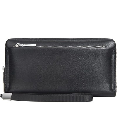 Men's Long Wallet Zipper Clutch Large Capacity Wallet Credit Card Holder Men's Multifunctional Wallet Wristband (Color : Blac...