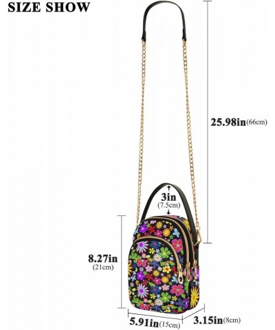 Chain Crossbody Bags for Women Colorful Flower Quilted Shoulder Crossbody Handbags Travel Cross Body Cell Phone Purses Bags $...