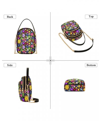 Chain Crossbody Bags for Women Colorful Flower Quilted Shoulder Crossbody Handbags Travel Cross Body Cell Phone Purses Bags $...