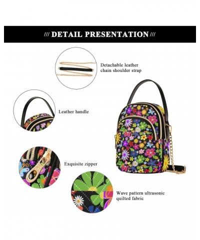 Chain Crossbody Bags for Women Colorful Flower Quilted Shoulder Crossbody Handbags Travel Cross Body Cell Phone Purses Bags $...