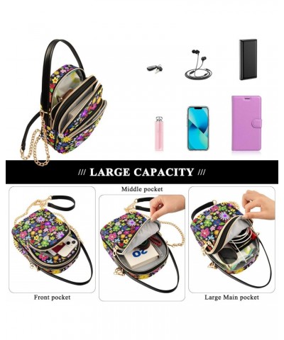 Chain Crossbody Bags for Women Colorful Flower Quilted Shoulder Crossbody Handbags Travel Cross Body Cell Phone Purses Bags $...