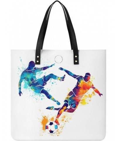 Colors Splash Soccer Players Handbag Large Capacity Top-Handle Bag Ladies Shoulder Totes $14.80 Totes