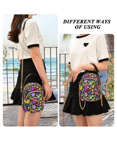 Chain Crossbody Bags for Women Colorful Flower Quilted Shoulder Crossbody Handbags Travel Cross Body Cell Phone Purses Bags $...