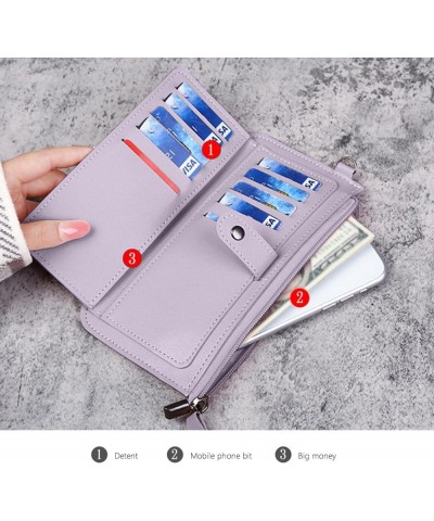 Women's Wallets PU Leather Cell Phone Slim Wallet Multi Cards Holder Clutch Purse Bifold Thin Handheld Purse (purple) purple ...