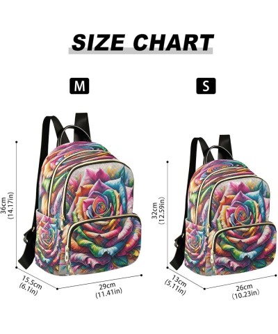 Backpack Purse for Women Rainbow Colorful Rose, Mini Fashion Backpack Valentines Day Lightweight Casual Daypack Shoulder Bag ...