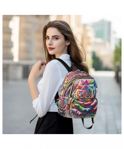 Backpack Purse for Women Rainbow Colorful Rose, Mini Fashion Backpack Valentines Day Lightweight Casual Daypack Shoulder Bag ...