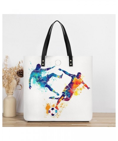 Colors Splash Soccer Players Handbag Large Capacity Top-Handle Bag Ladies Shoulder Totes $14.80 Totes