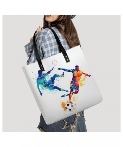 Colors Splash Soccer Players Handbag Large Capacity Top-Handle Bag Ladies Shoulder Totes $14.80 Totes