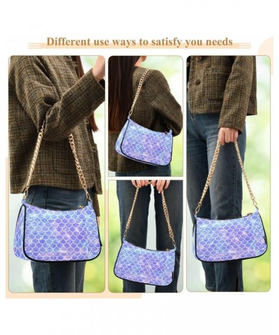 Mermaid Scale Shoulder Bag for Women Clutch Shoulder Purse Chain Bag with Zipper Closure Women's Tote Hobo Handbags Gold Purs...