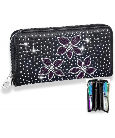 Bling Rhinestone Multi Design Accordion Wallets for Women Purse (Butterfly-Black) 7382-Purple $8.69 Wallets