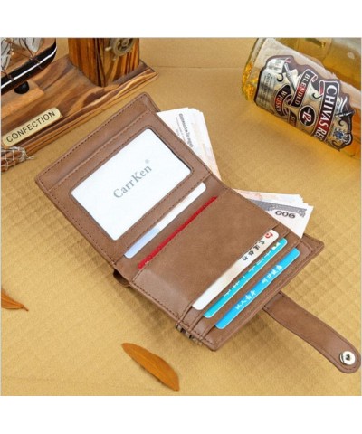 Short Multi-Function Driver's License Pack Card Holder Buckle Casual Retro Wallet (Color : Brown) Coffee $33.34 Wallets