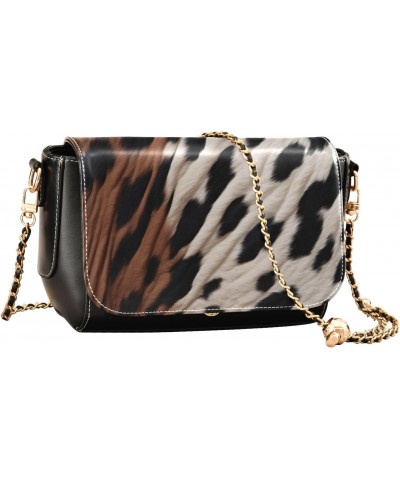 Cows Print Crossbody Bag for Women Girls,Leather Cross Body Purses Chain Strap Handbags Shoulder Bag $18.80 Crossbody Bags