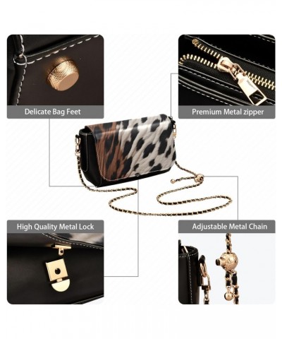 Cows Print Crossbody Bag for Women Girls,Leather Cross Body Purses Chain Strap Handbags Shoulder Bag $18.80 Crossbody Bags